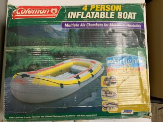 Vintage Old Stock Coleman Heavy Duty Inflatable Boat 4 Person