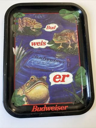 Budweiser Frogs Bud Weis Er Tin Serving Tray 1996 10.  5 " X 14 "