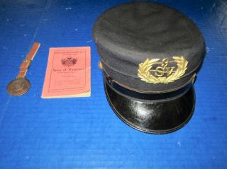 Civil War/ Gar Sons Of Veterans (3 Items) Hat 9 " Sv ",  Watch Fob And By Laws
