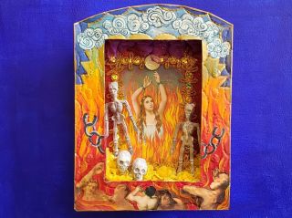 Soul Of The Purgatory Tin Shadow Box Wall Hanging Nicho Folk Art Sacred Diorama