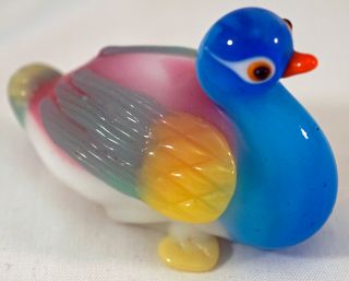 Handmade Chinese Peking Glass Art Figurine Duck Bright & Colorful