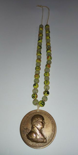 Trade Bead Necklace With Presidential Peace Medal