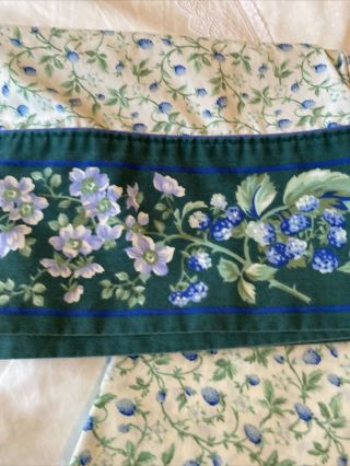Laura Ashley Cotton Bramble Berry Standard 2 Bed Pillow Sham Green Blue Floral