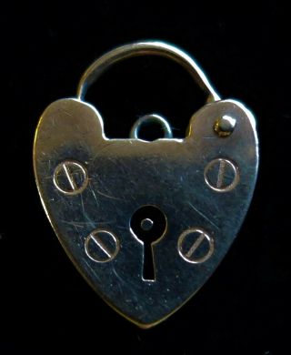 Vintage 9ct Gold Heart Padlock Clasp For Charm Bracelet 1.  72g (19331)