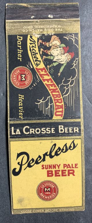 Michels Elfenbrau Beer Matchbook Cover Lacrosse Wisconsin 1930’s