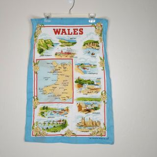 Wales Map Cities Places Cotton Tea Towel Appx 20.  75 X 28 "