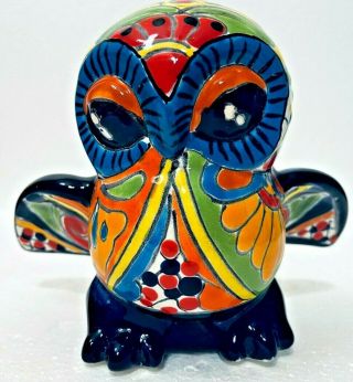 Mexican Owl Pottery Talavera Animal Figure Bird Ceramic Folk Art