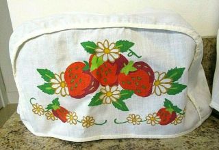 Vintage 3 Pc Set Kitchen Appliance Covers Muslin Strawberry Design Home Made 2