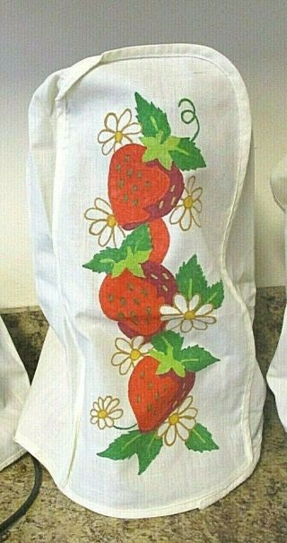Vintage 3 Pc Set Kitchen Appliance Covers Muslin Strawberry Design Home Made 3