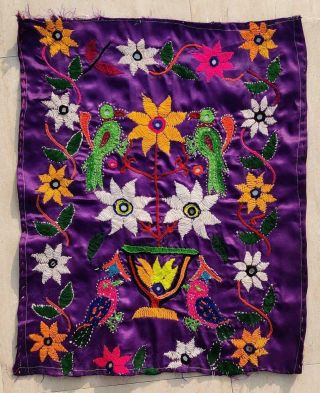 19 " X 15 " Vintage Rabari Throw Embroidery Ethnic Tapestry Tribal Wall Hanging