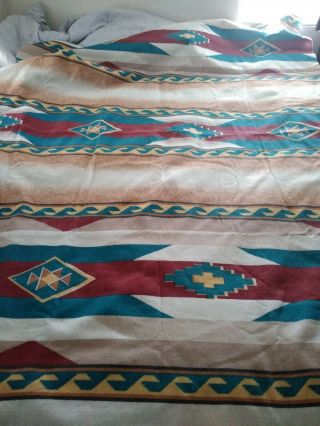 Euc Vtg Navajo Rug Style Blanket Full Twin 90x72 Apache Aztec Mexico Usa
