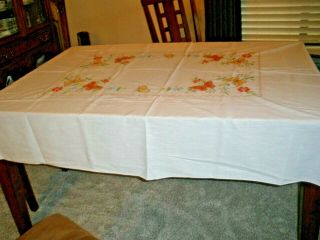Vintage Hand Cross - Stitched Tablecloth - 60 X 76