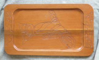 Vintage North West Native Indian Carved Wood Haida Whales Large Serving Tray