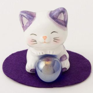 [new]maneki Neko Happy Cat Angel Purple Improve Overall Luck Good Luck