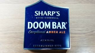Sharps Doom Bar Cast Metal Beer Pump Clip Sign With Fixing Plate