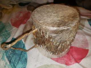 Vintage Antique Native American Indian Ceremonial Animal Hide Wooden Hand Drum