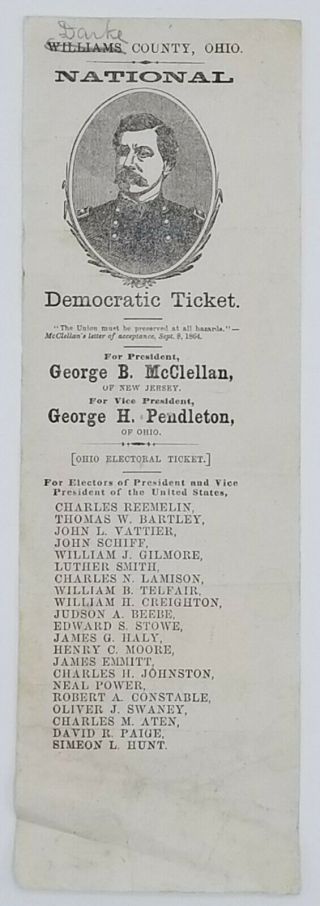 Lincoln,  Davis,  McClellan 1864 Presidential election ballots 6