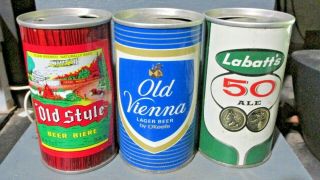 Old Style_ Old Vienna_ Labatt`s_ Steel Beer Cans - [read Description] -