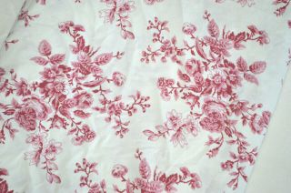 Vtg Laura Ashley Queen Flat Sheet Pink Rose & Cream Florals Country Cottage L15