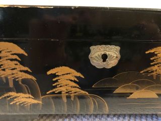 Vintage Japanese music jewelry box lacquer hand - painted inlay by M and M 2