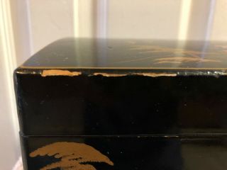 Vintage Japanese music jewelry box lacquer hand - painted inlay by M and M 3