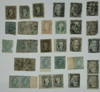U.  S.  Civil War Postage Stamps And,  6 Pairs And 20 Singles