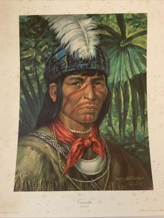 Vintage Seminole Print Signed Numbered James Hutchinson 1976 Coacoochee Wildcat