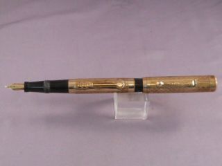 J.  Harris Vintage Gold Overlay Lever Fill Fountain Pen - flexible medium nib 2