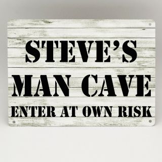 Personalised Man Cave Metal Sign Door Pub Bar Garage Shed Den Enter At Own Risk