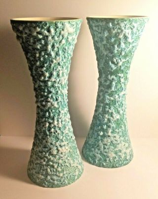 Pair Vintage Royal Haeger 12 " Vases Blue/green/white Lava Glaze Rg81