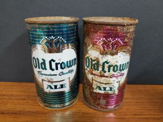 2 Old Crown Ale Flat Top Beer Cans Color Series,  Centlivre,  Fort Wayne Indiana