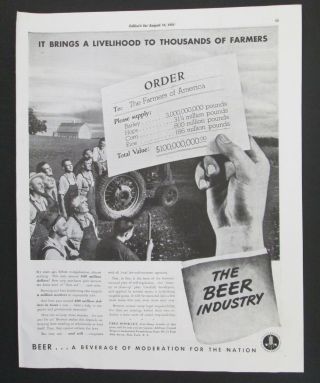 The Beer Industry United Brewers Promotional Vintage 1939 Print Ad