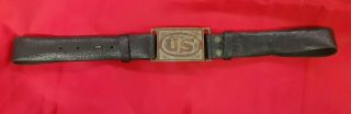 Rare Indian War Era Us Army Pattern 1874 Leather Belt With U.  S.  Brass