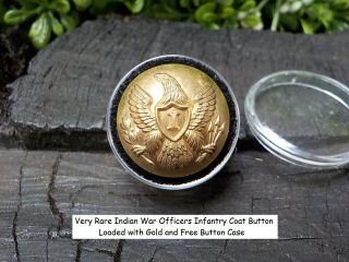 Old Rare Vintage Antique Indian War Relic Eagle Infantry Coat Button Loaded Gold