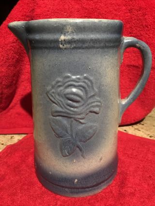 Vintage Pottery Salt Glaze Blue & White Stoneware GARDEN ROSE 9 
