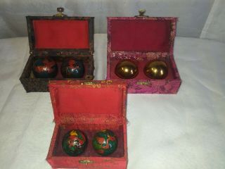 Vintage Musical Baoding Balls Stress Relief Set Of 3 With Boxes