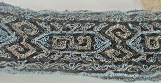 Vintage Antique Silk & Metallic Embroidered Net Lace Trim Vv373