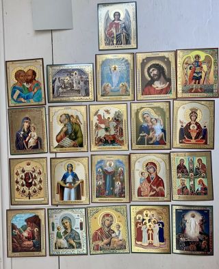 Russian Christian Icons Bulk Of 21 Jesus Christ Mother Of God