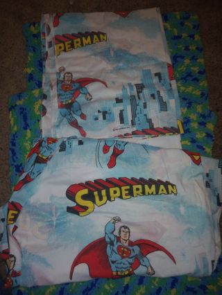 Vintage 1978 Dc Comics Superman Twin Flat And Fitted Sheets Set