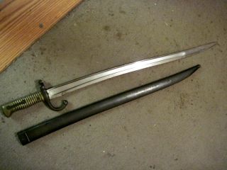 Pre Wwi French Chassepot Yataghan Sword Bayonet W/scabbard 1800 