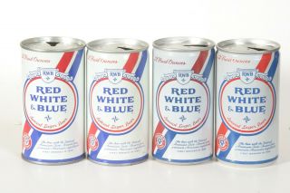 4 Different Red White & Blue Beer Cans