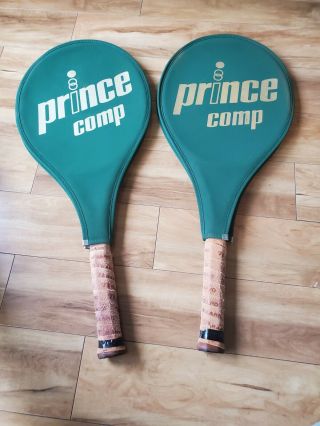 2 Vintage 1982 Prince Graphite Comp Tennis Racquet 4 1/4 " Grip Oversize Head