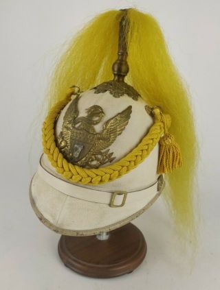 Indian Wars M1881 Us Army 7th Cavalry White Dress Officer Helmet W/ Plume 7 1/4