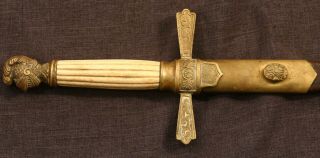Knighthead Militia Officer Sword With Scabbard By Ames