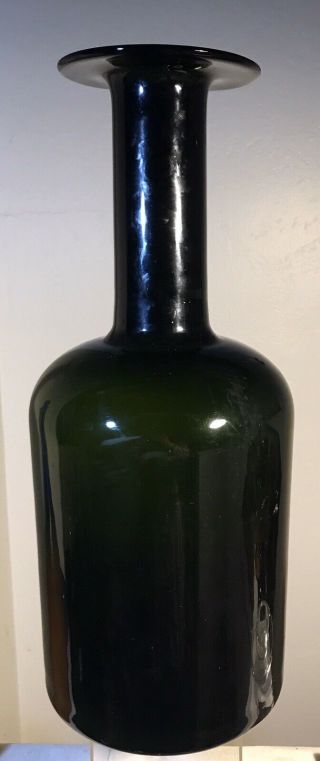 Vintage Holmegaard Bottle Gulvase Otto Brauer Denmark 20 " Green