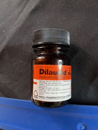 Vtg Knoll Dilaudid Hydromorphone Glass Bottle Medical Narcotic