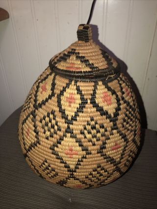 Vintage Gorgeous Traditional African Zulu Basket With Lid