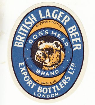 English Beer Label.  Export Bottlers,  London