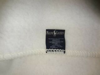 Ralph Lauren VTG Off - White Whip Stitch Bound Acrylic Thermal Blanket Twin 64x85 2