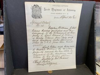 1891 Orders 6th Regt Mass Vol Militia,  Change In Command,  Marlboro Ma,  Handwrit